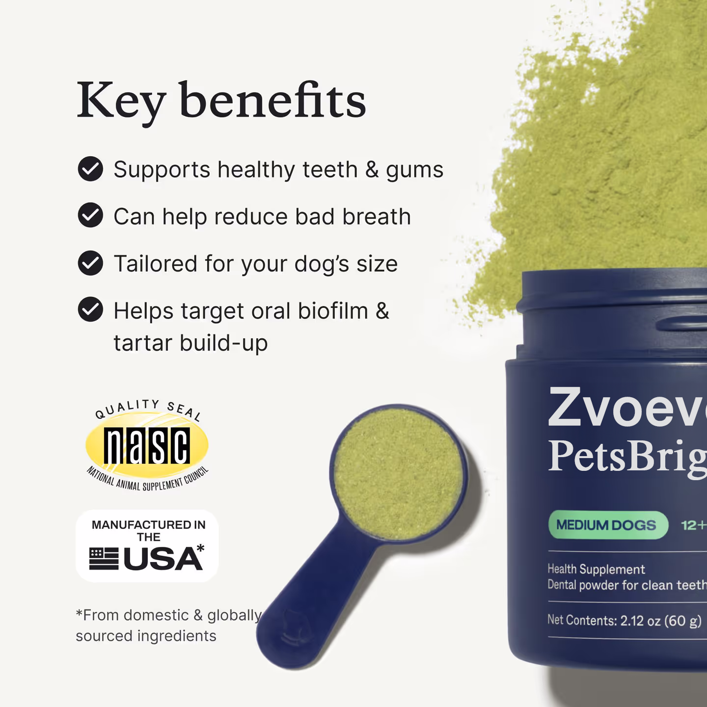 🐾 Zvoevo® PetsBright Advanced Dental Powder for Clean Teeth & Fresh Breath
