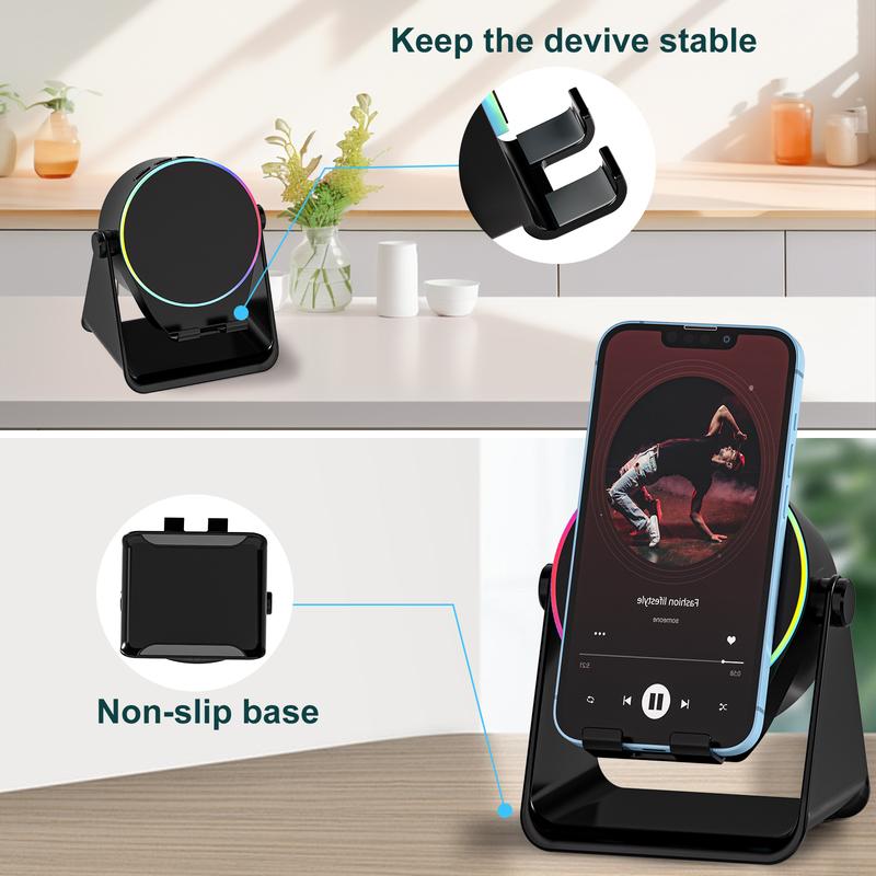 Remifa® 4-in-1 Wireless Audio Dock – Induction + Bluetooth Speaker Stand with RGB Lighting