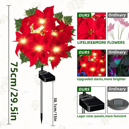 🌺Artificial Christmas Poinsettia Flower Solar Light🎄🇬🇧