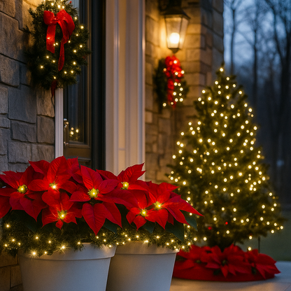 🌺Artificial Christmas Poinsettia Flower Solar Light🎄🇬🇧