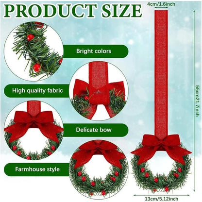 🎄Mini Christmas Wreaths with Ribbon Bows for Holiday Home Decor🎀