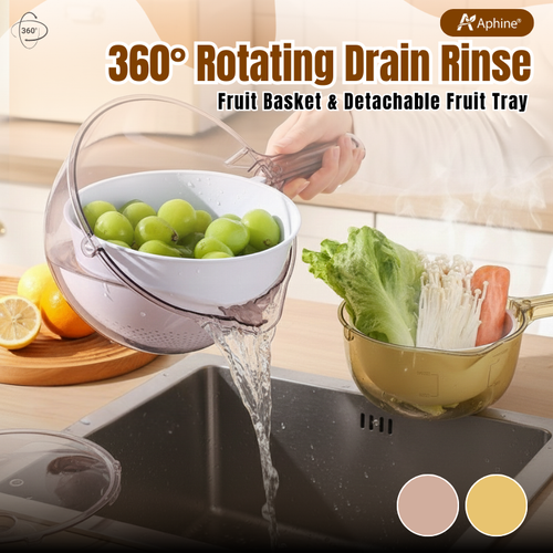 Aphine® 360° Rotating Drain Rinse Fruit Basket & Detachable Fruit Tray 🎁
