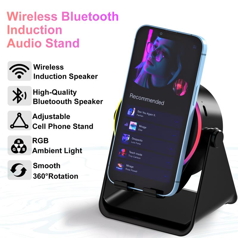 Remifa® 4-in-1 Wireless Audio Dock – Induction + Bluetooth Speaker Stand with RGB Lighting
