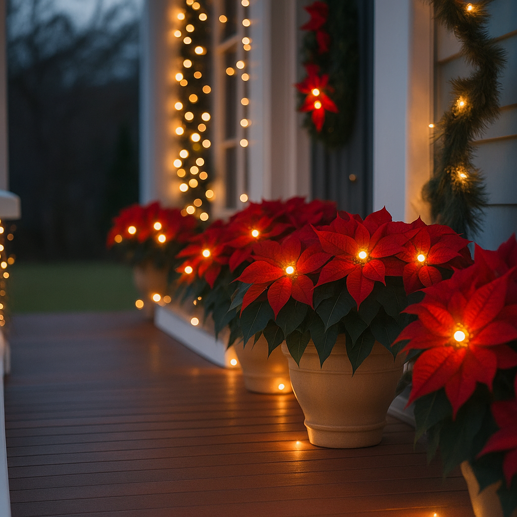 🌺Artificial Christmas Poinsettia Flower Solar Light🎄🇬🇧