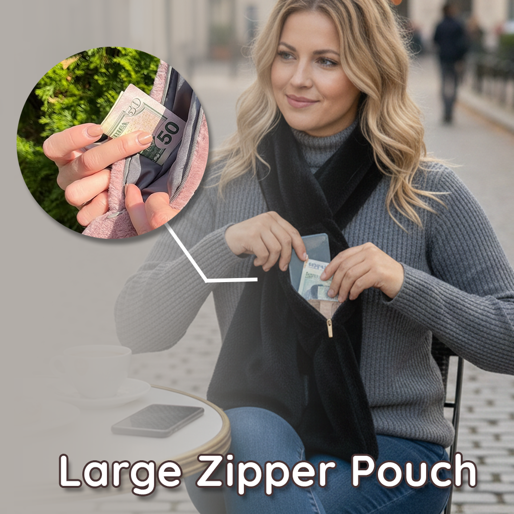 Sugoola® Faux Fur Scarf with Secret Zipper Pocket