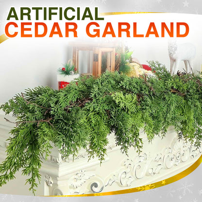 🎄🎅 Artificial Cedar Garland 🇬🇧 Green Pine Garland for Table, Mantel, Wall – Perfect for Indoor & Outdoor Christmas Decorations