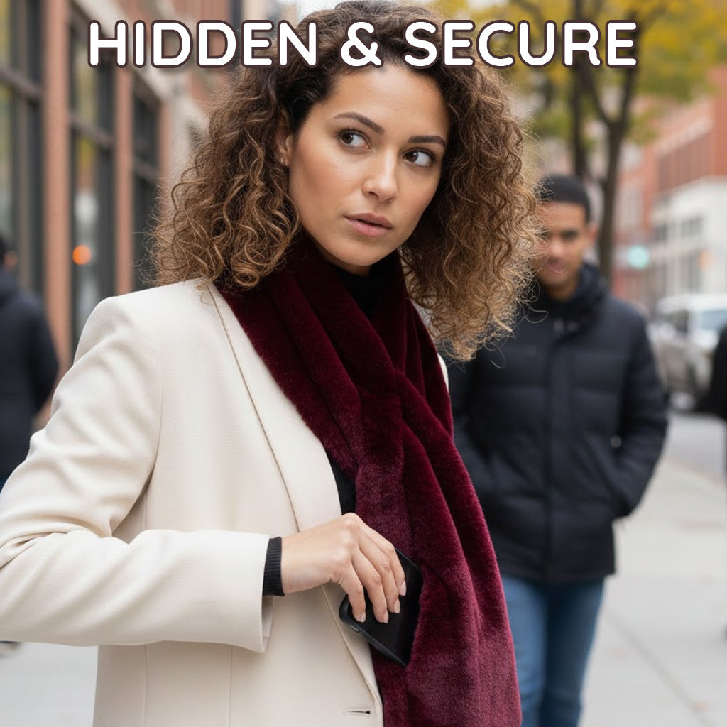 Sugoola® Faux Fur Scarf with Secret Zipper Pocket