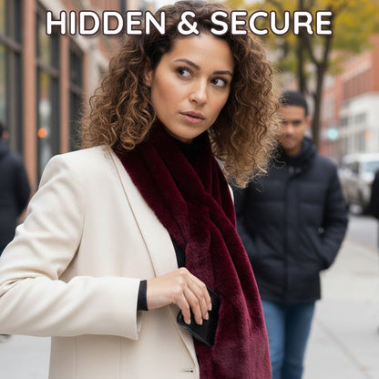 Sugoola® Faux Fur Scarf with Secret Zipper Pocket