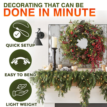 🎄🎅 Artificial Cedar Garland 🇬🇧 Green Pine Garland for Table, Mantel, Wall – Perfect for Indoor & Outdoor Christmas Decorations