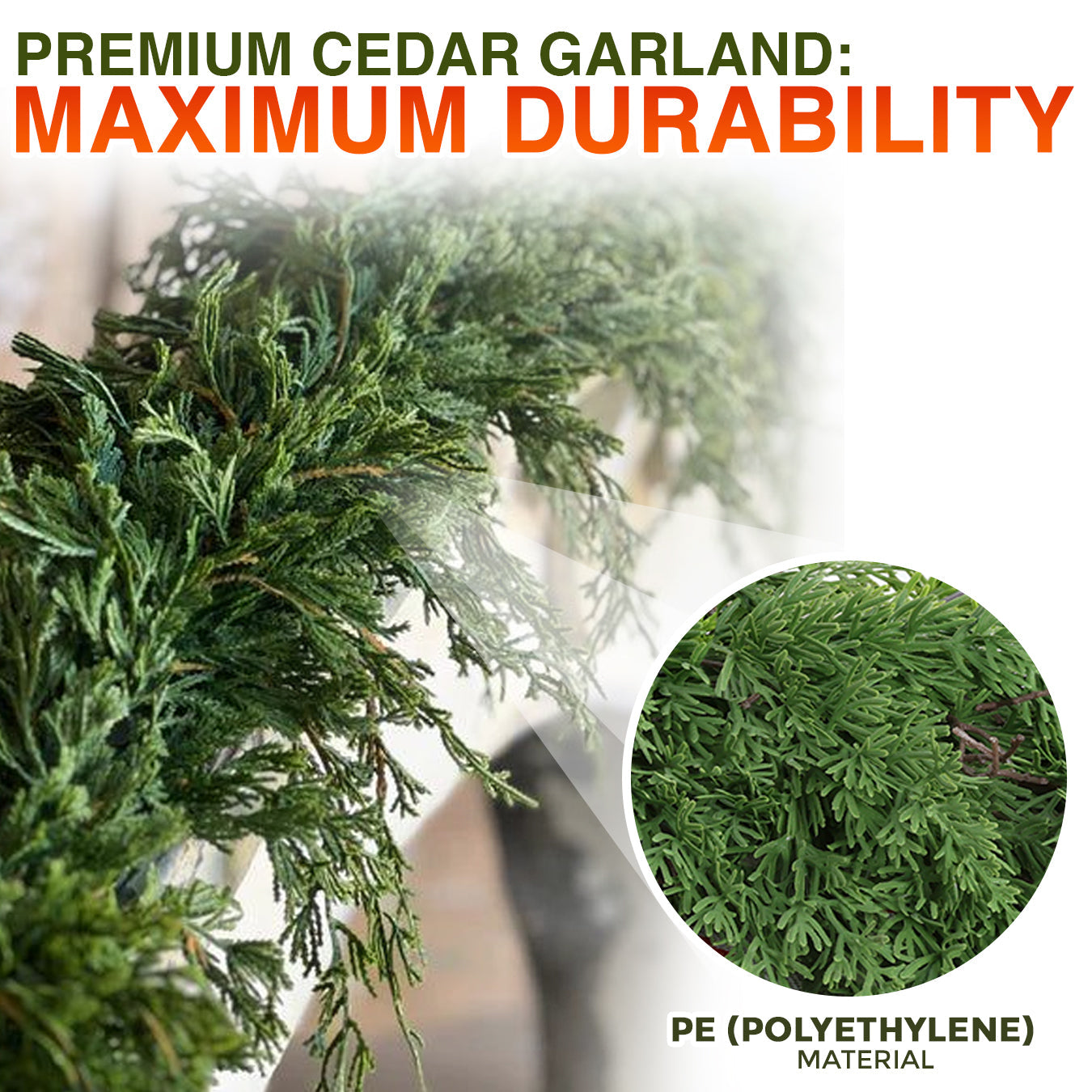 🎄🎅 Artificial Cedar Garland 🇬🇧 Green Pine Garland for Table, Mantel, Wall – Perfect for Indoor & Outdoor Christmas Decorations