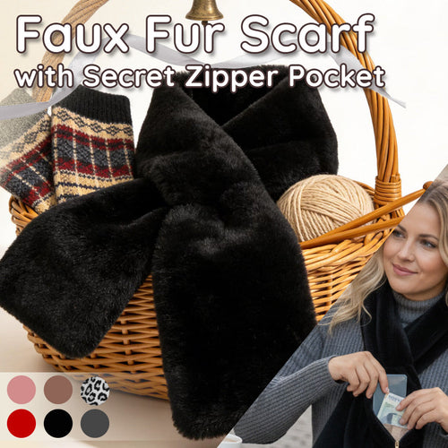 Sugoola® Faux Fur Scarf with Secret Zipper Pocket