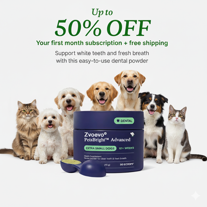 🐾 Zvoevo® PetsBright Advanced Dental Powder for Clean Teeth & Fresh Breath