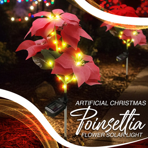 🌺 Artificial Christmas Poinsettia Flower Solar Light 🇬🇧 (Waterproof, Garden, Xmas Party Decoration)