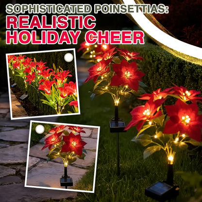 🌺 Artificial Christmas Poinsettia Flower Solar Light 🇬🇧 (Waterproof, Garden, Xmas Party Decoration)