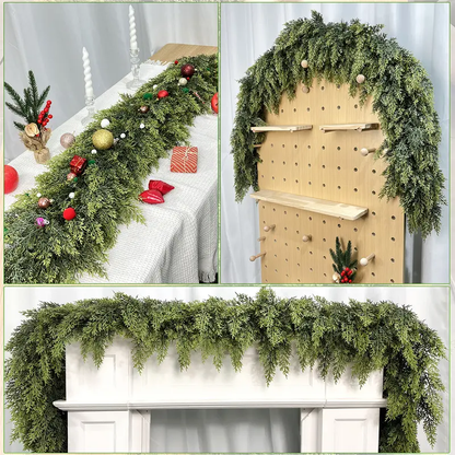 🎅 Artificial Cedar Garland 🎄 Green Pine Garland for Table, Mantel, Wall – Perfect for Indoor & Outdoor Christmas Decorations