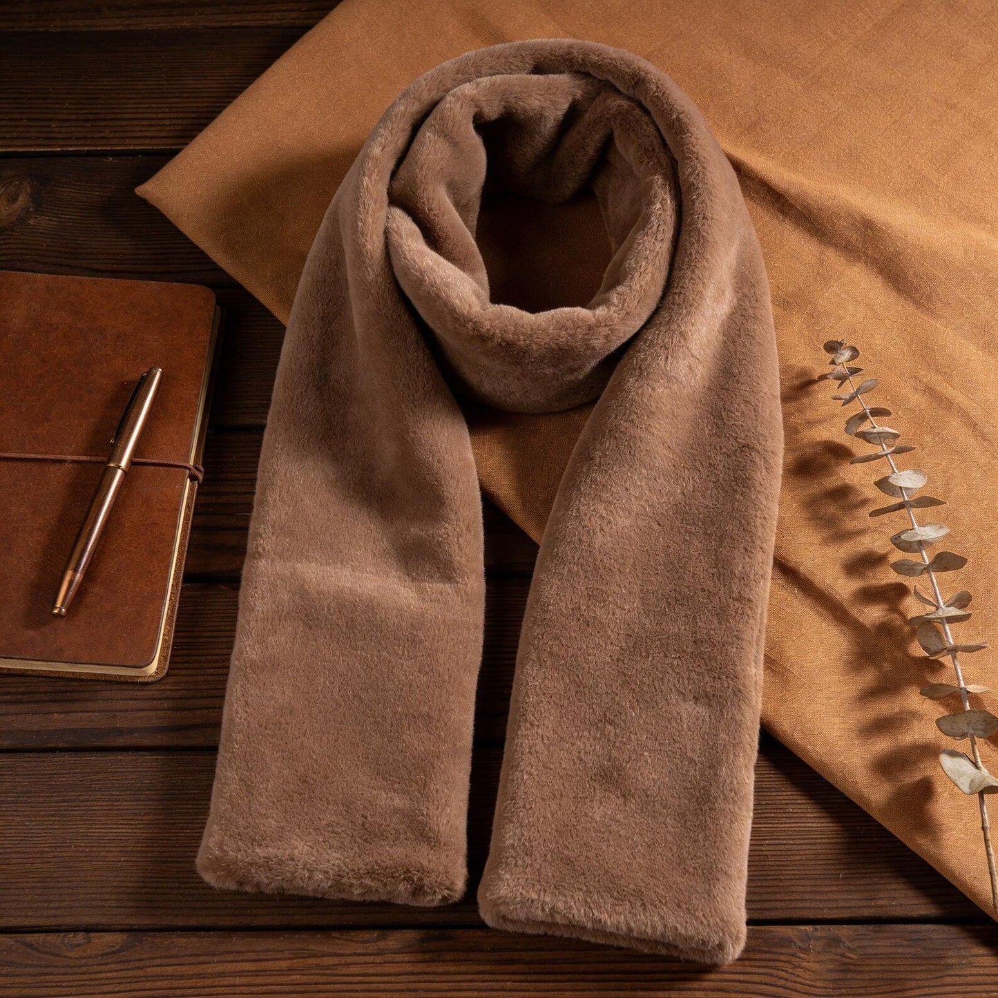 Sugoola® Faux Fur Scarf with Secret Zipper Pocket